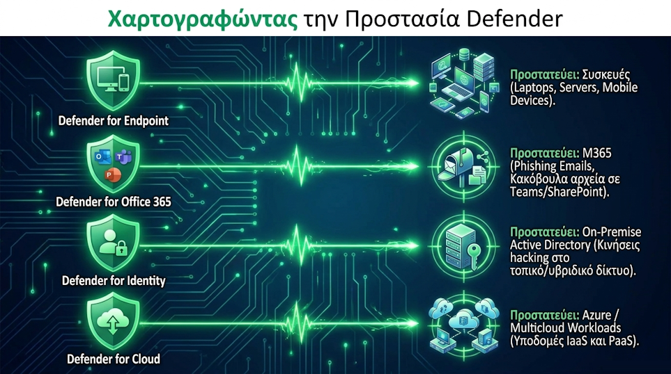 Χαρτογραφώντας την Προστασία Defender - Endpoint, Office 365, Identity, Cloud