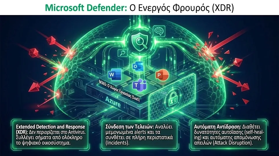 Microsoft Defender: Ο Ενεργός Φρουρός XDR - Extended Detection and Response, σύνδεση των τελειών, αυτόματη αντίδραση