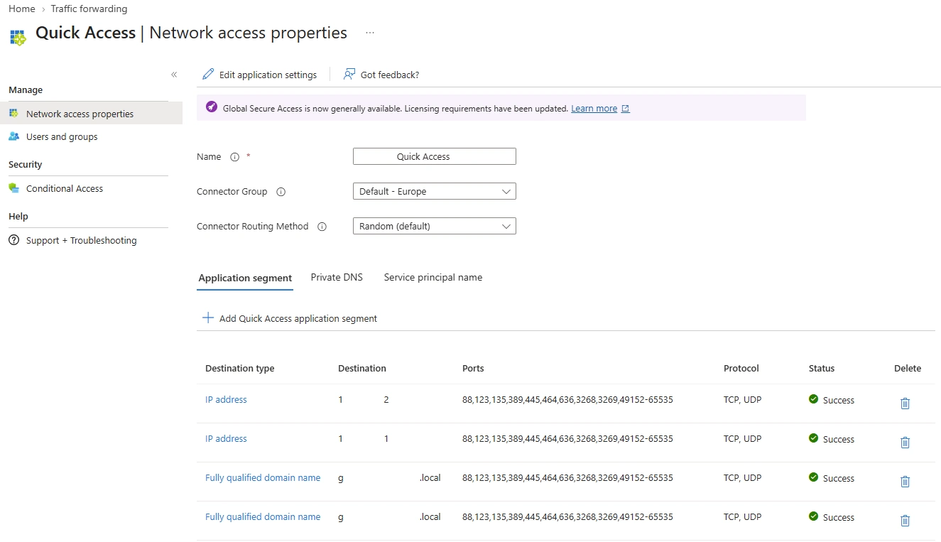 Δημιουργία Quick Access εφαρμογής με application segments στο Global Secure Access
