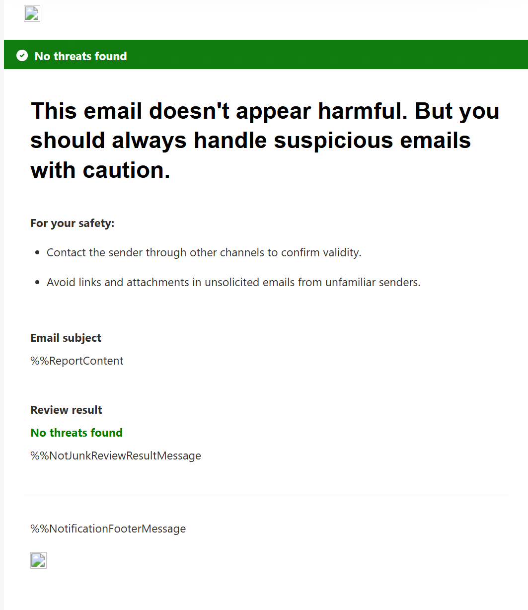 Close-up στη διατύπωση του default safe message template