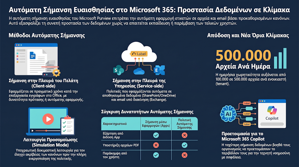 Αύξηση ορίου auto-labeling στο Microsoft Purview από 100.000 σε 500.000 αρχεία ημερησίως